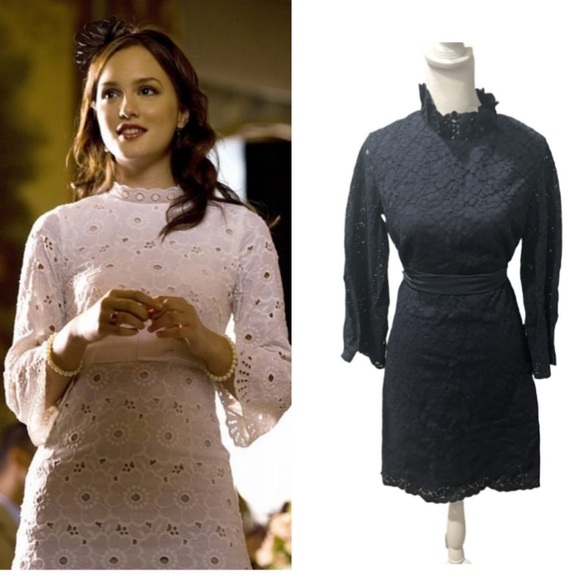 ASO Blair Waldorf Extremely Rare Thread Social Dress Size 6 Navy Lace - Picture 1 of 6